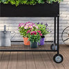 Elevated Planter Metal Garden - Cart with Wheels - Black