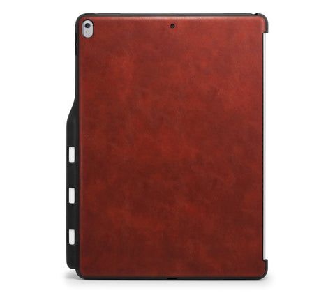 iPad PRO 12.9 2017 / 2015 Back Cover with Pen Holder - Back Pen Leather Brown