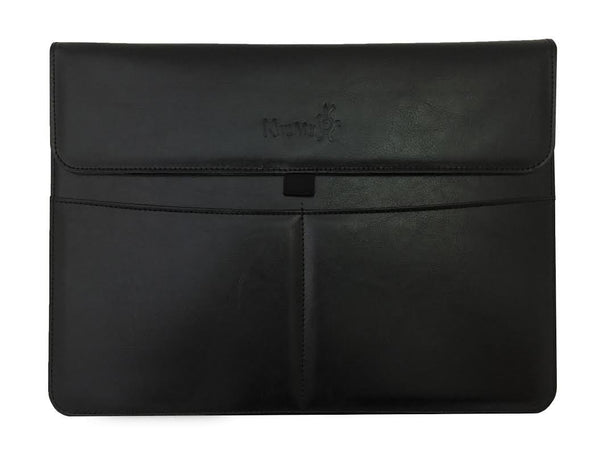 KHOMO MacBook Pro 12 / Macbook Air 13 iPad Pro 12.9 - 2020 (4th Gen), 2018, 2017, 2015 - Black Leather Sleeve Case